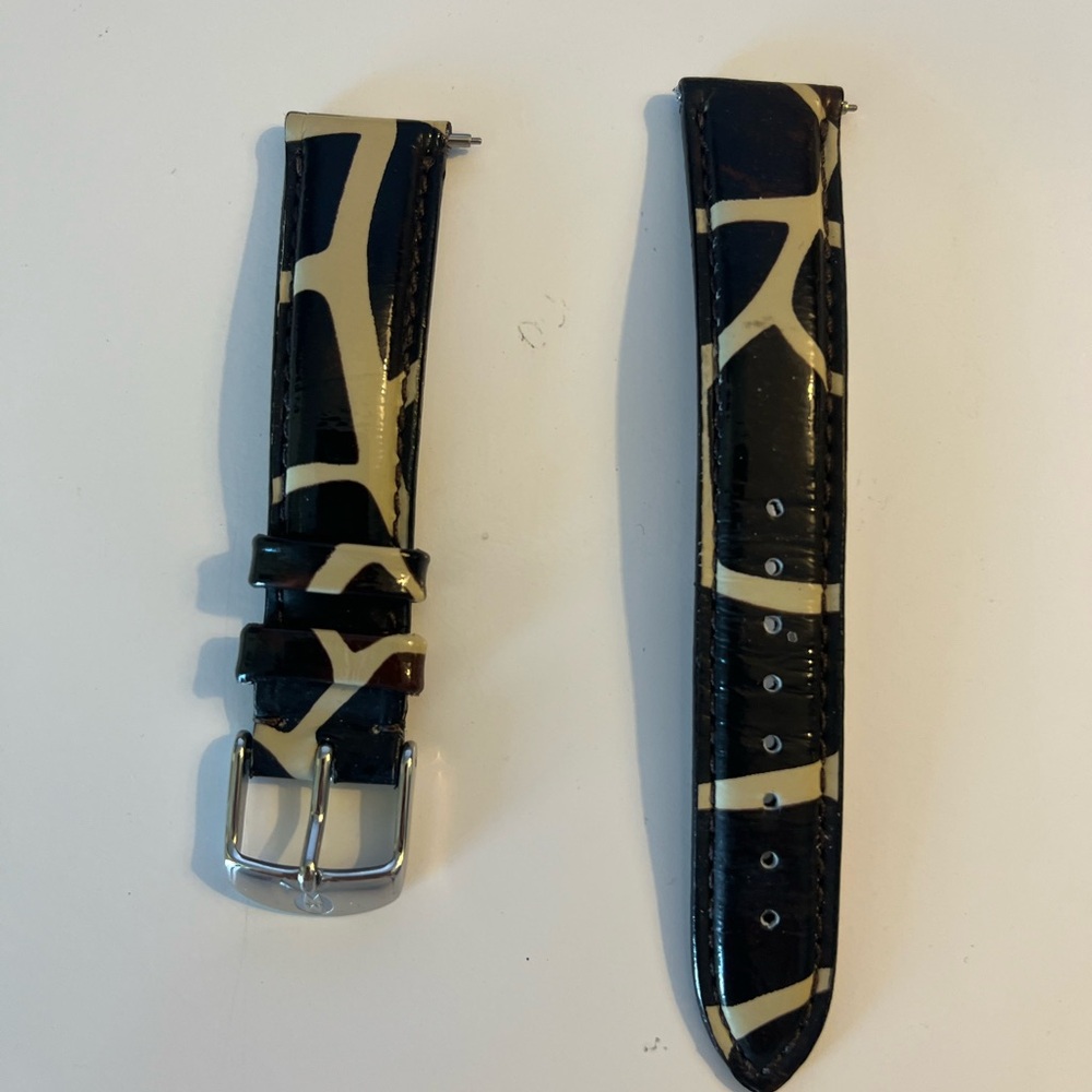 Authentic Michele 18mm Stylish Black and Cream Watch Strap